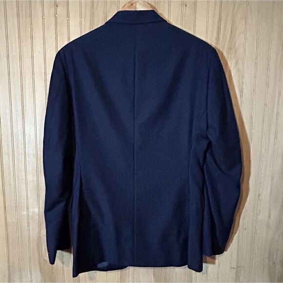 Ryan Seacrest Distinction Suit Jacket Navy Blue 38R 100% Wool - Picture 2 of 6